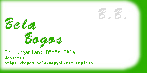 bela bogos business card