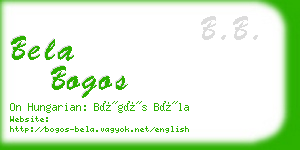 bela bogos business card